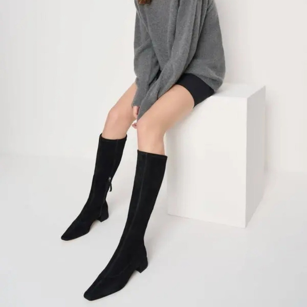 Reformation | Raven Stretch Suede Tall Knee-High Boot in Black size 9 - Picture 2 of 8